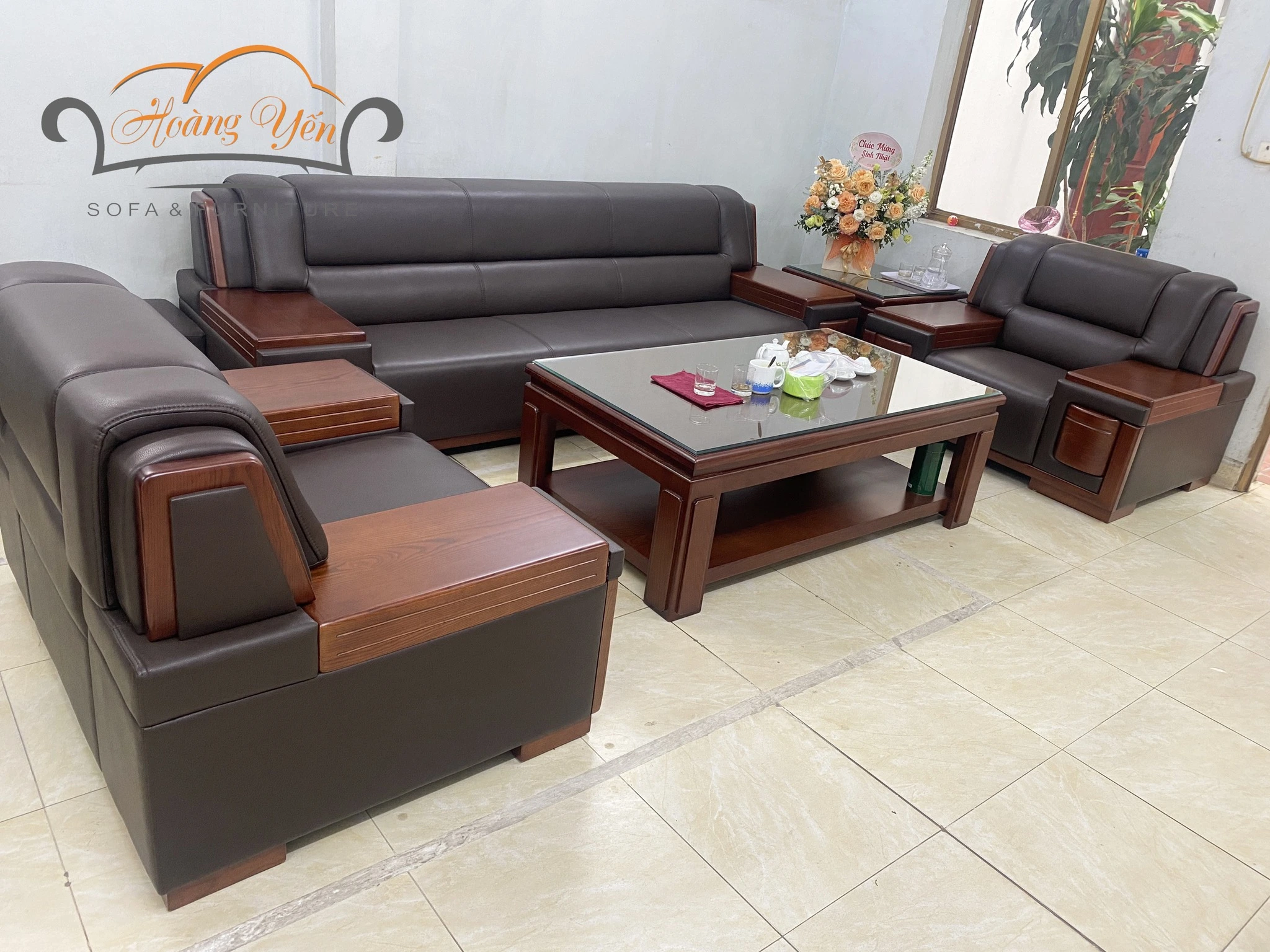 Sofa da phòng khách SHY351