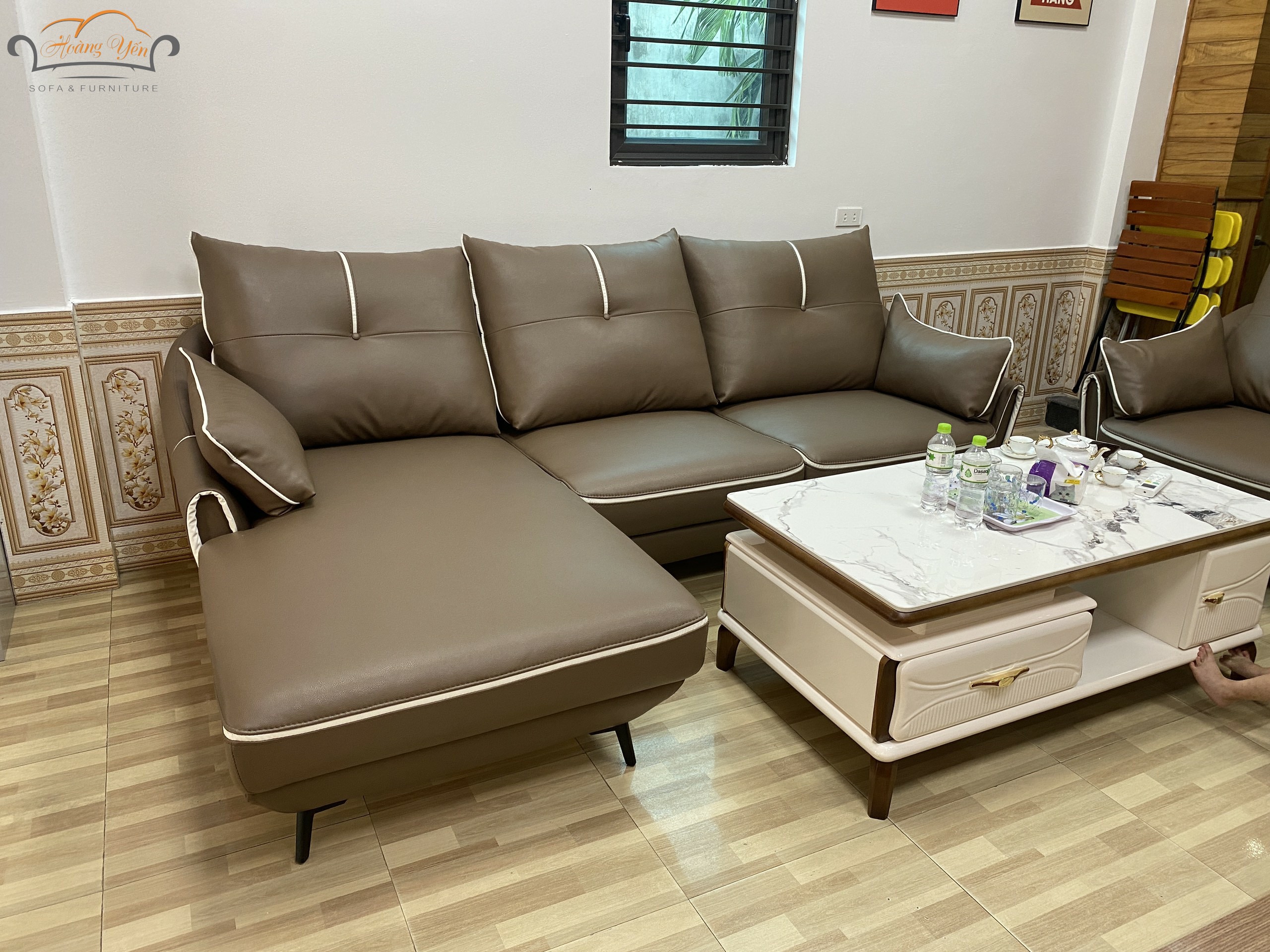 sofa da phòng khách SHY375