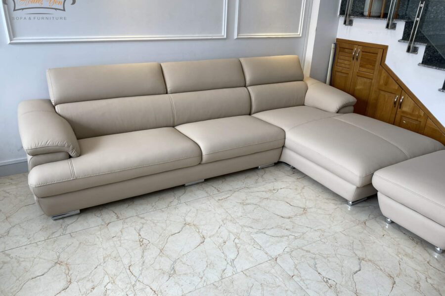bàn giao sofa da góc L SHY339 màu kem