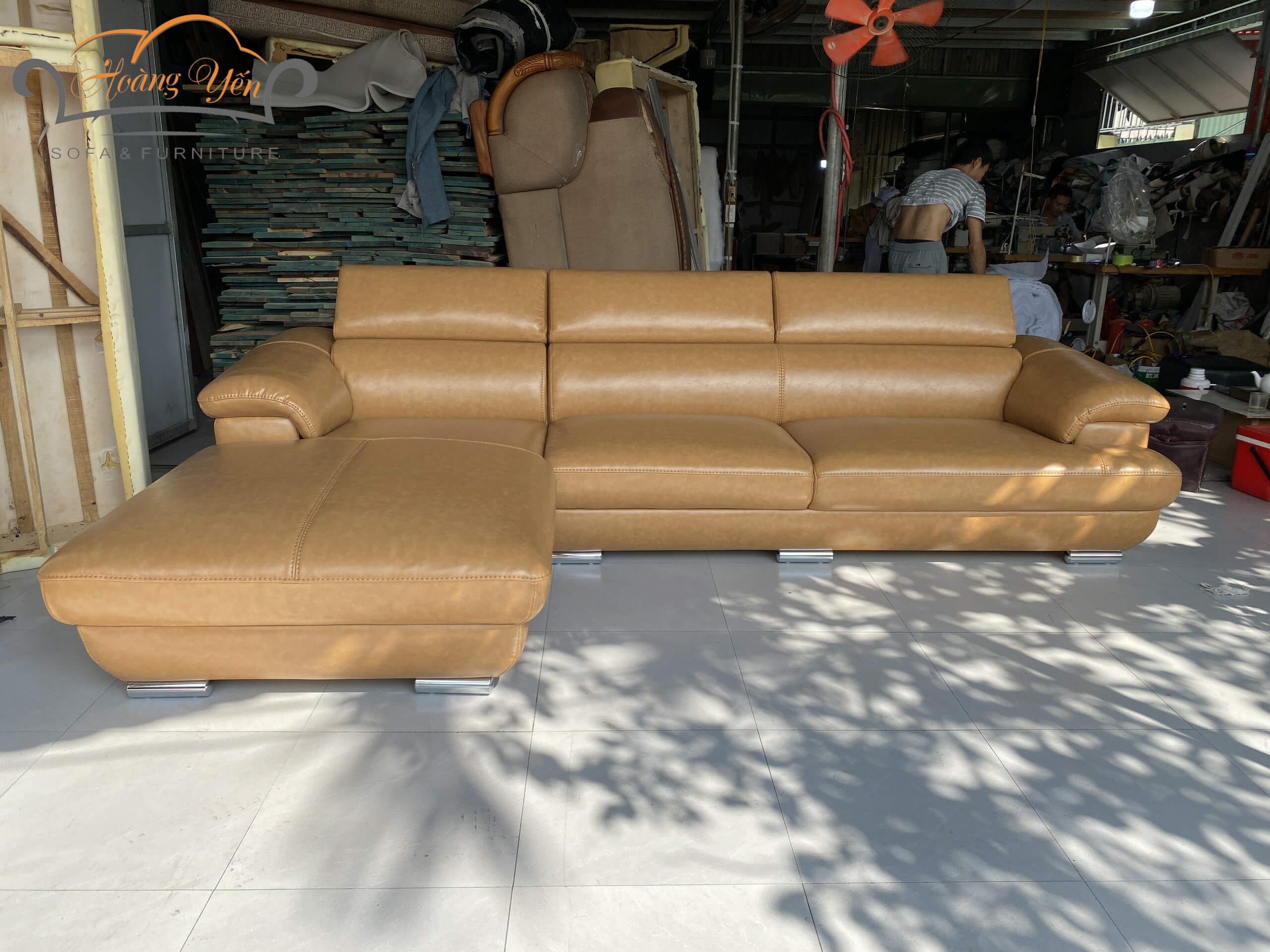 bàn giao sofa da góc L SHY339