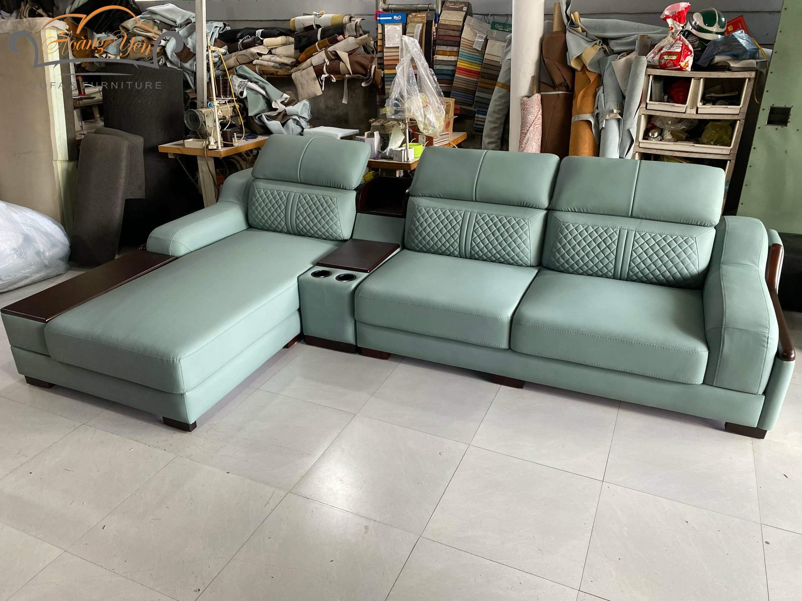 bàn giao sofa da góc L SHY369