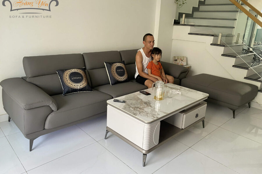 bàn giao sofa da góc L SHY372