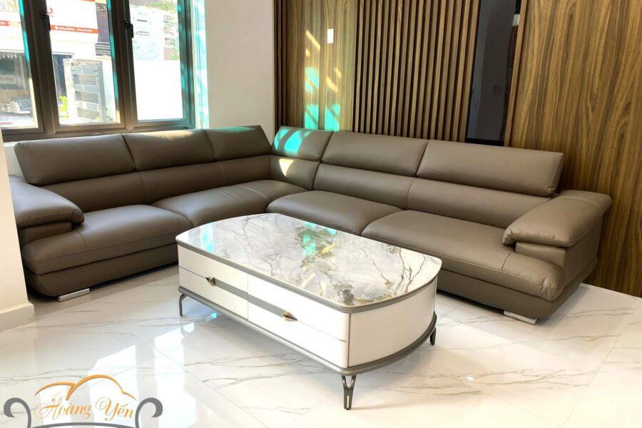 bàn giao sofa da góc L SHY339 quây kín tựa