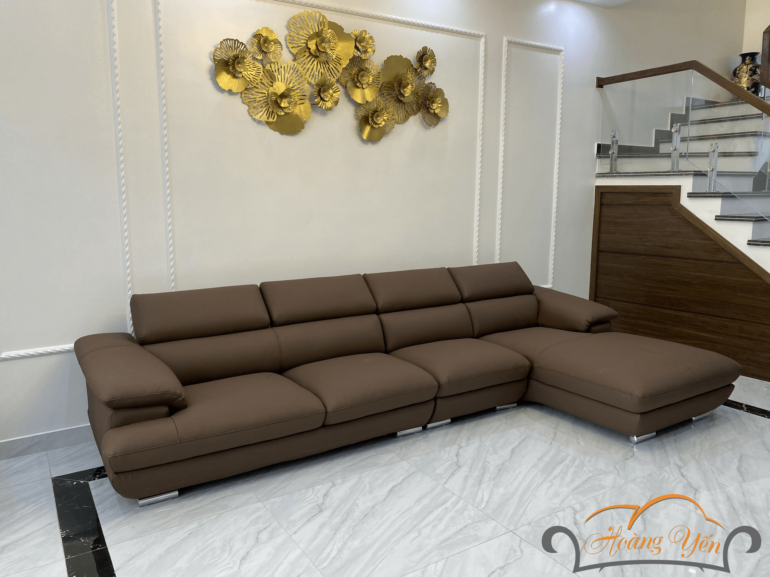 bàn giao sofa da góc L SHY339