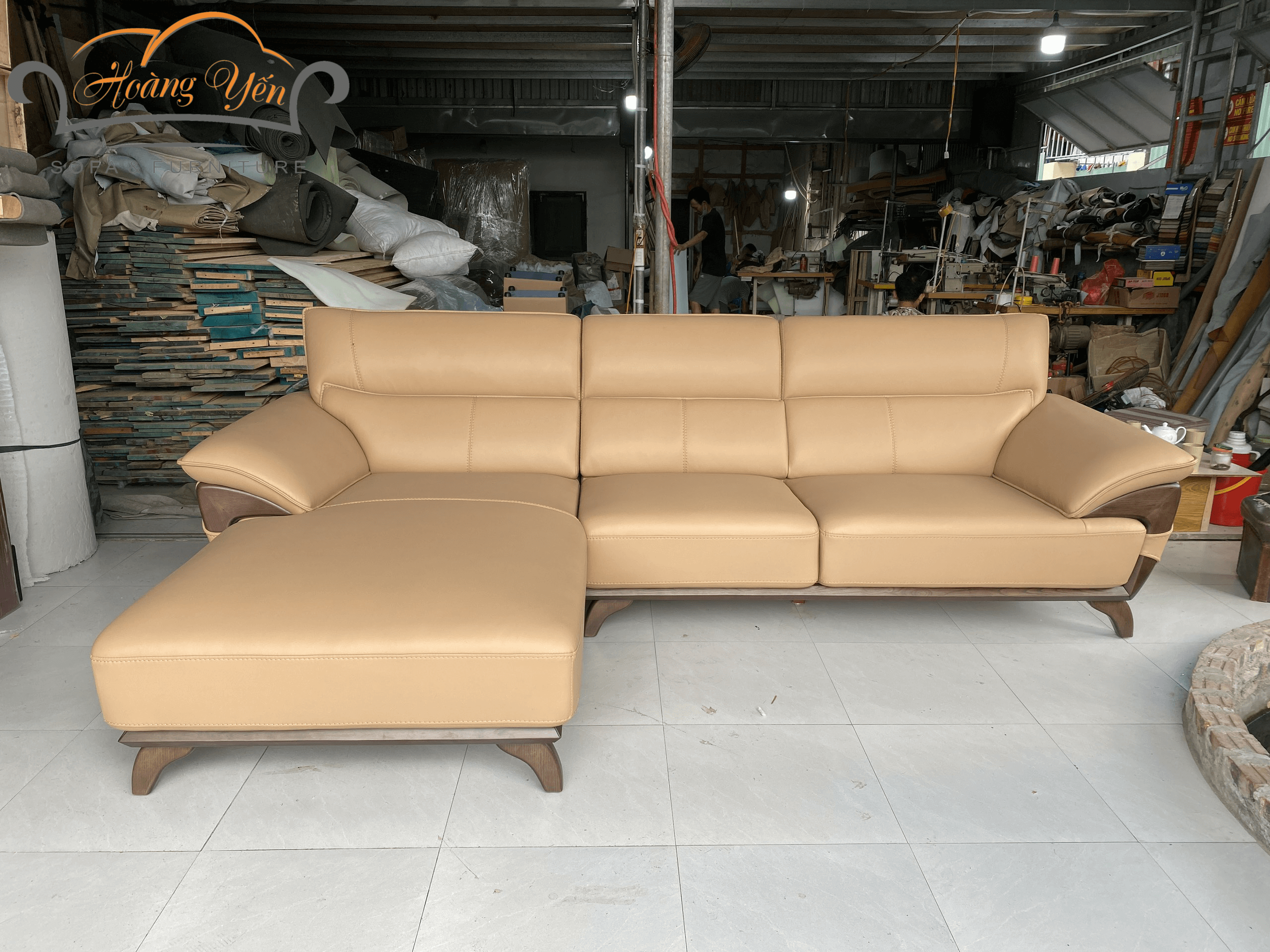 bàn giao sofa da góc L SHY360