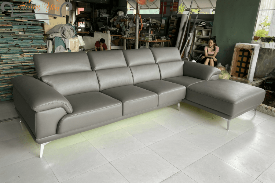 bàn giao sofa da góc SHY372 màu ghi