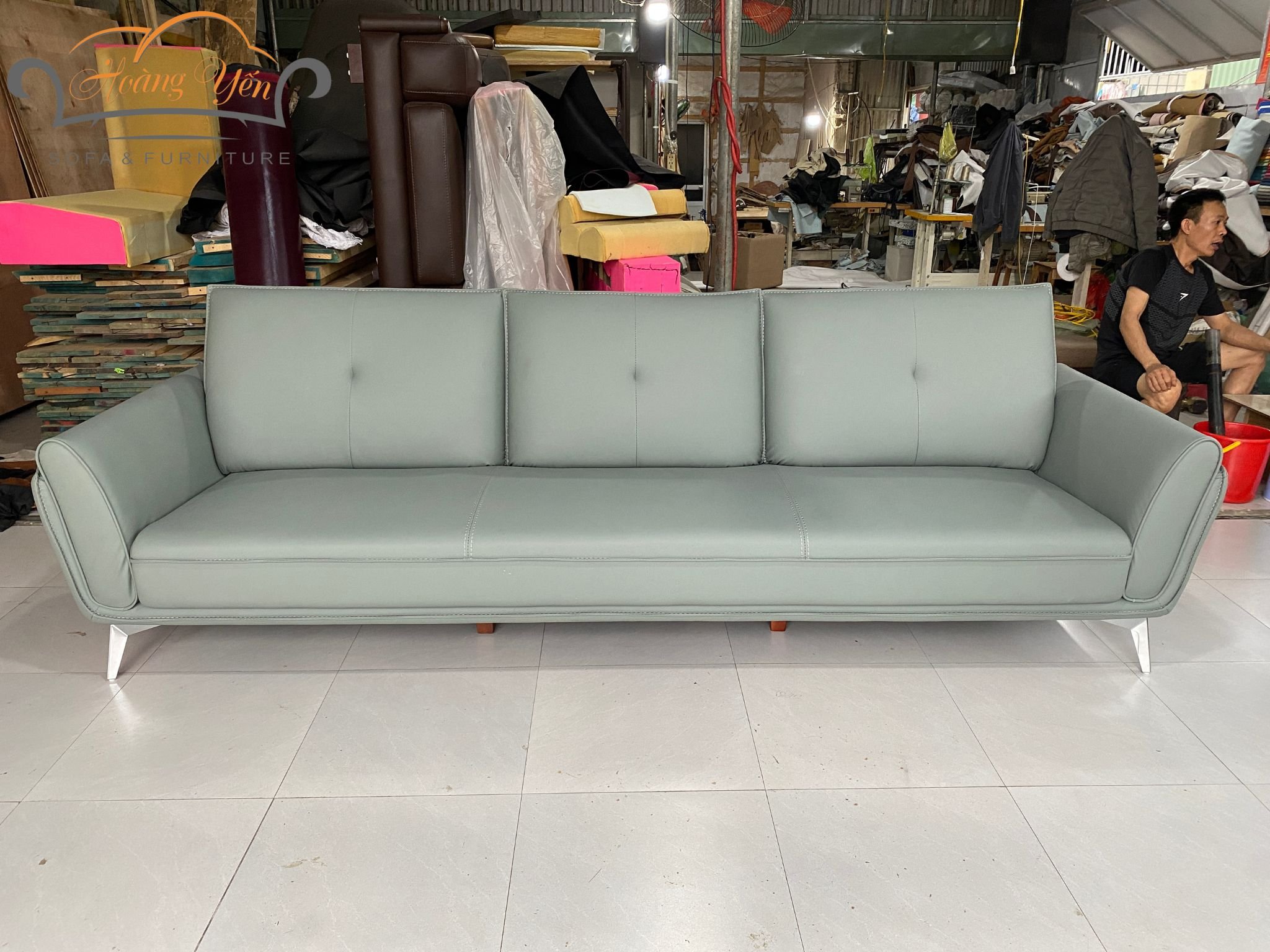 bàn giao sofa văng da SHY366