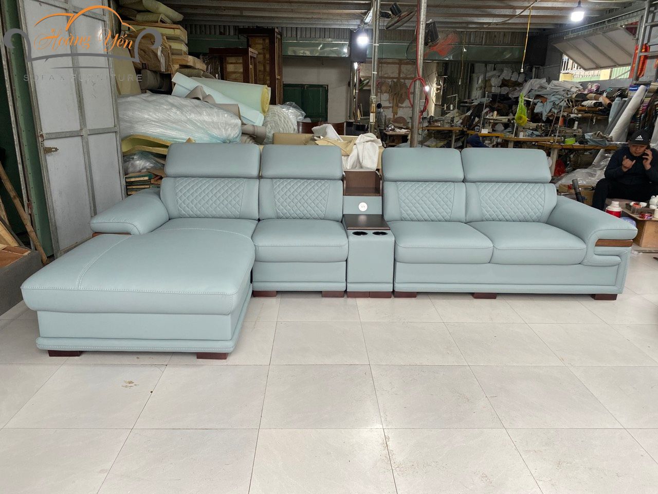sofa da góc L SHY354