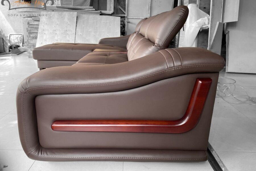 bàn giao sofa da góc L SHY305 màu nâu