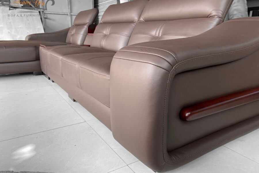 bàn giao sofa da góc L SHY305 màu nâu