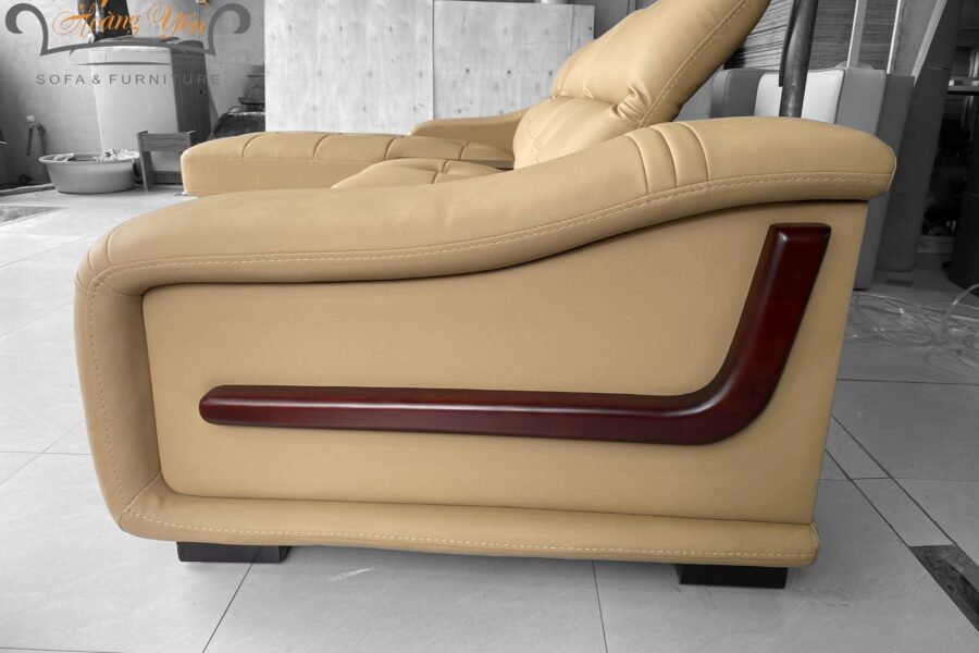 Sofa da góc L SHY305 màu kem