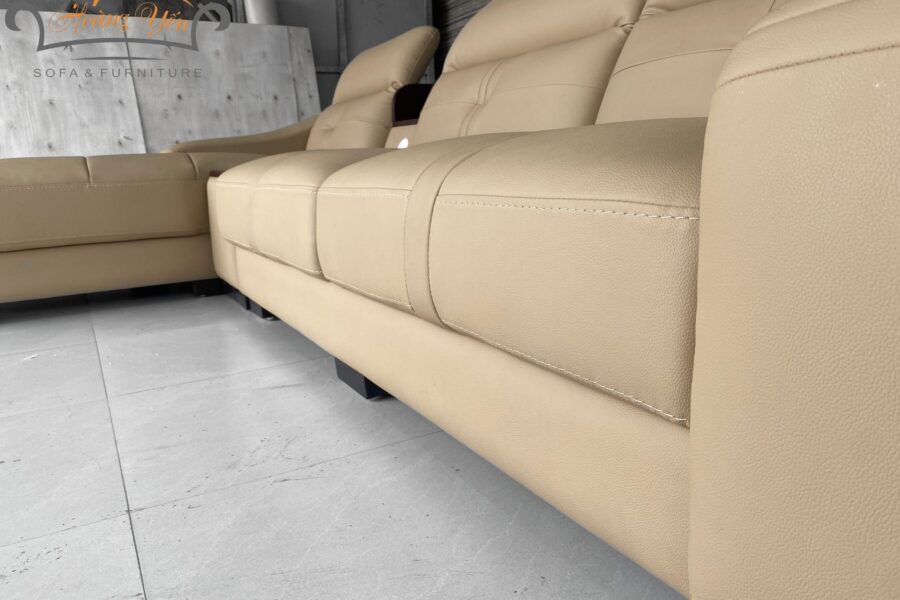Sofa da góc L SHY305 màu kem