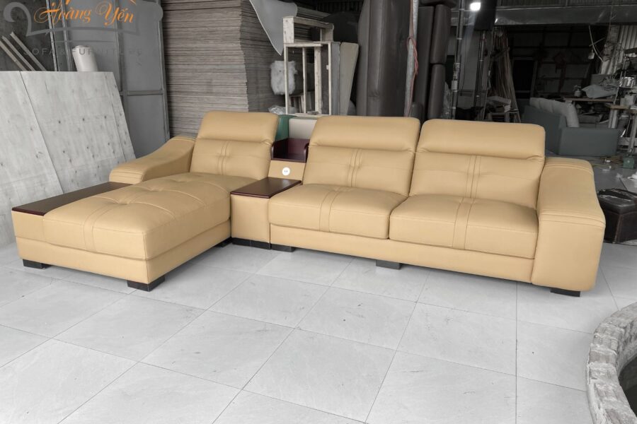 Sofa da góc L SHY305 màu kem