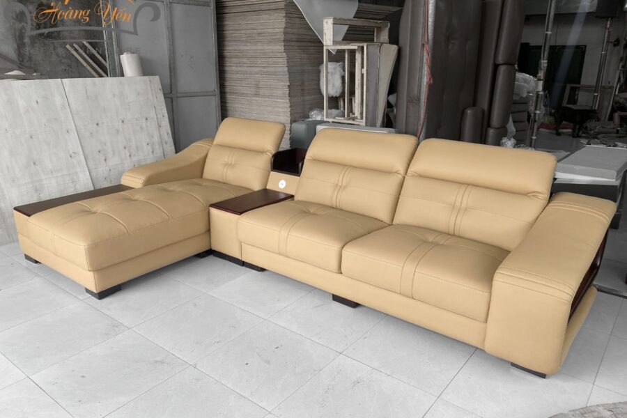 Sofa da góc L SHY305 màu kem