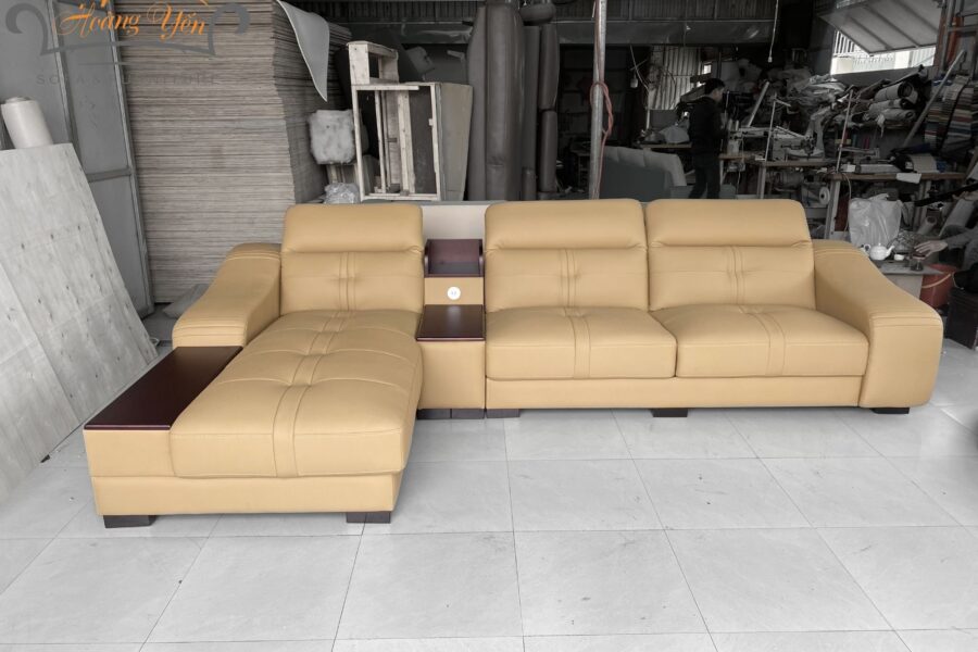 Sofa da góc L SHY305 màu kem