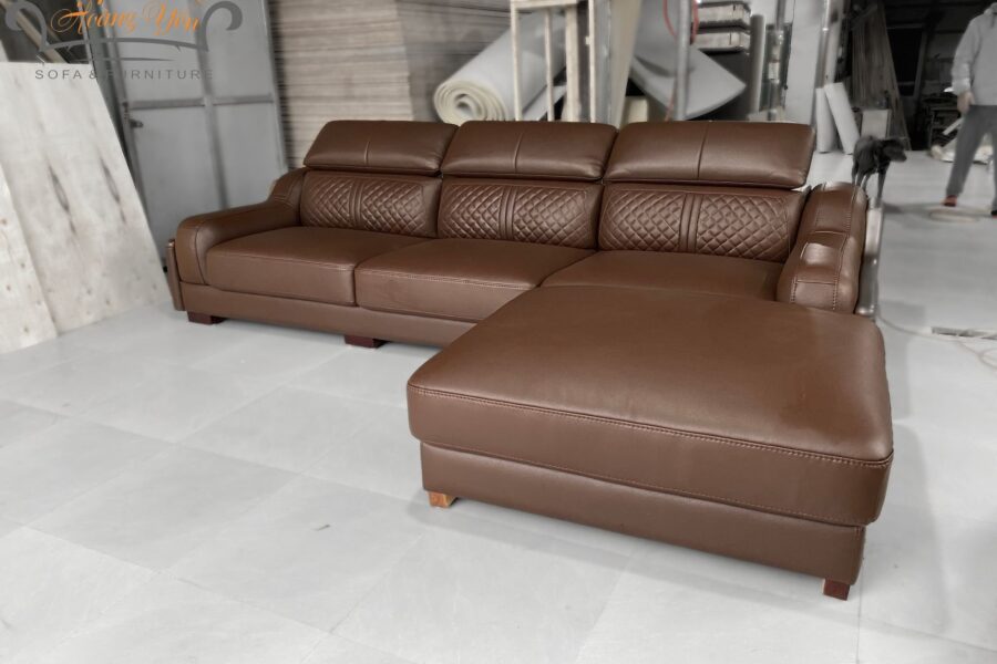 sofa da góc L SHY369 màu nâu da NaNo