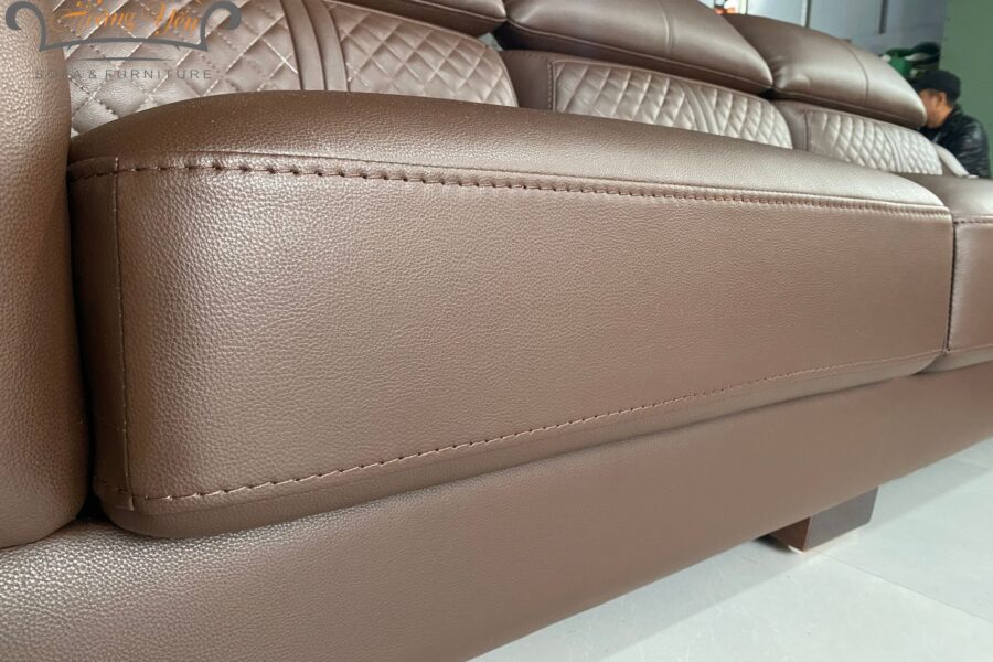 sofa da góc L SHY369 màu nâu da NaNo