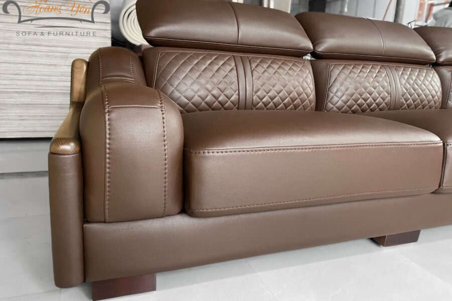 sofa da góc L SHY369 màu nâu da NaNo