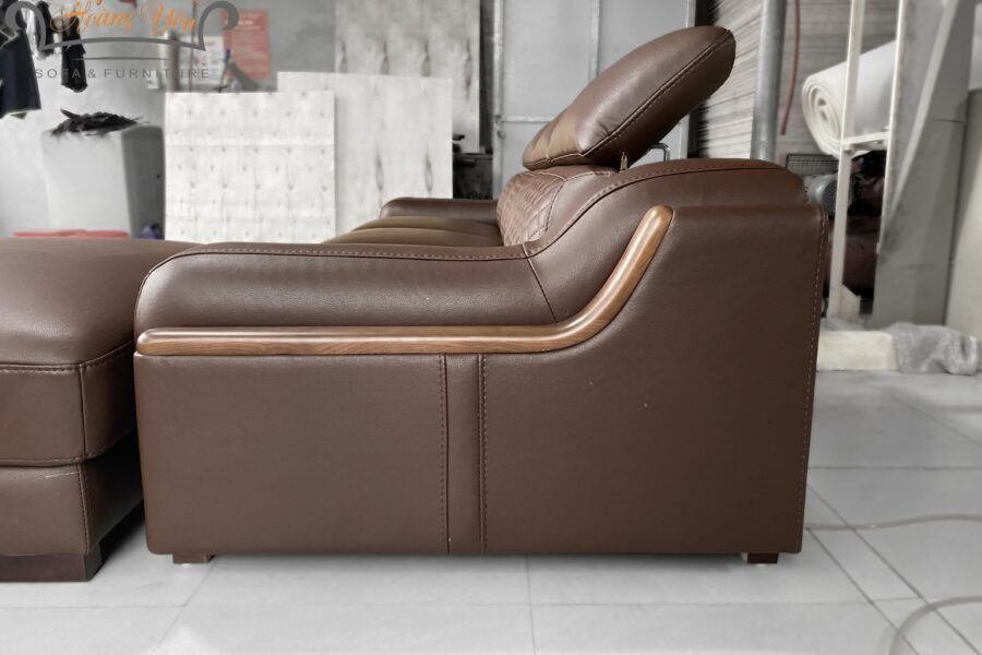 sofa da góc L SHY369 màu nâu da NaNo