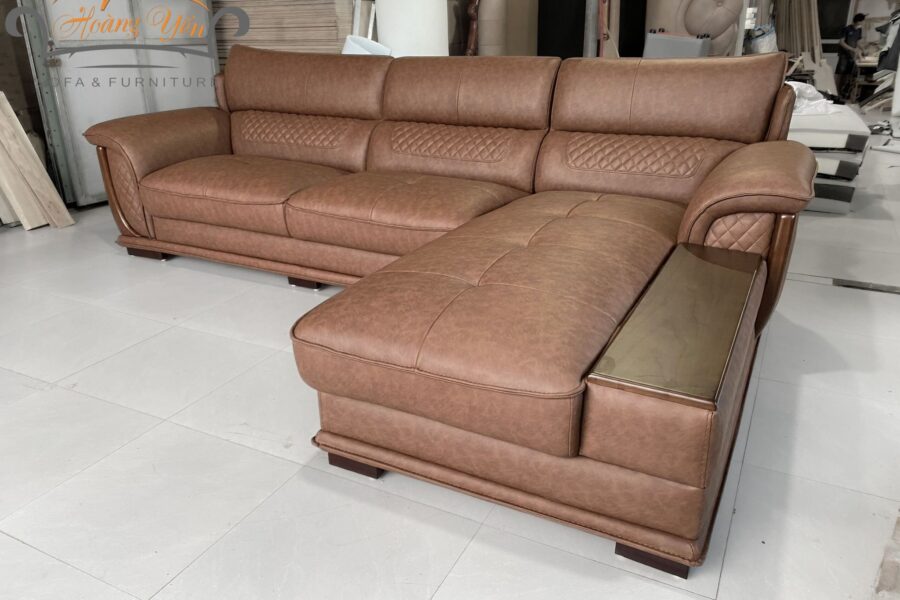 Sofa da góc L SHY336 nâu loang