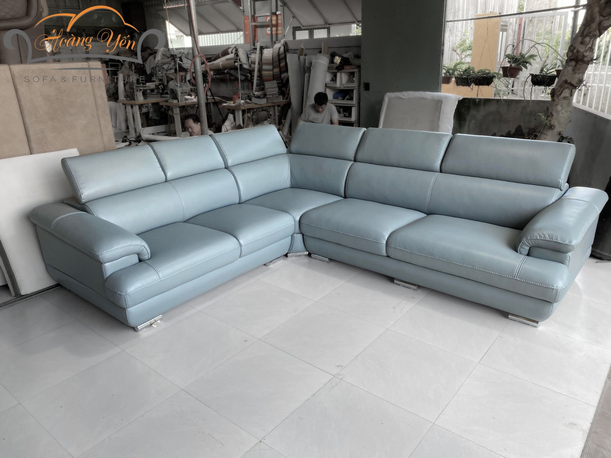 Sofa SHY339 kín tựa màu xanh