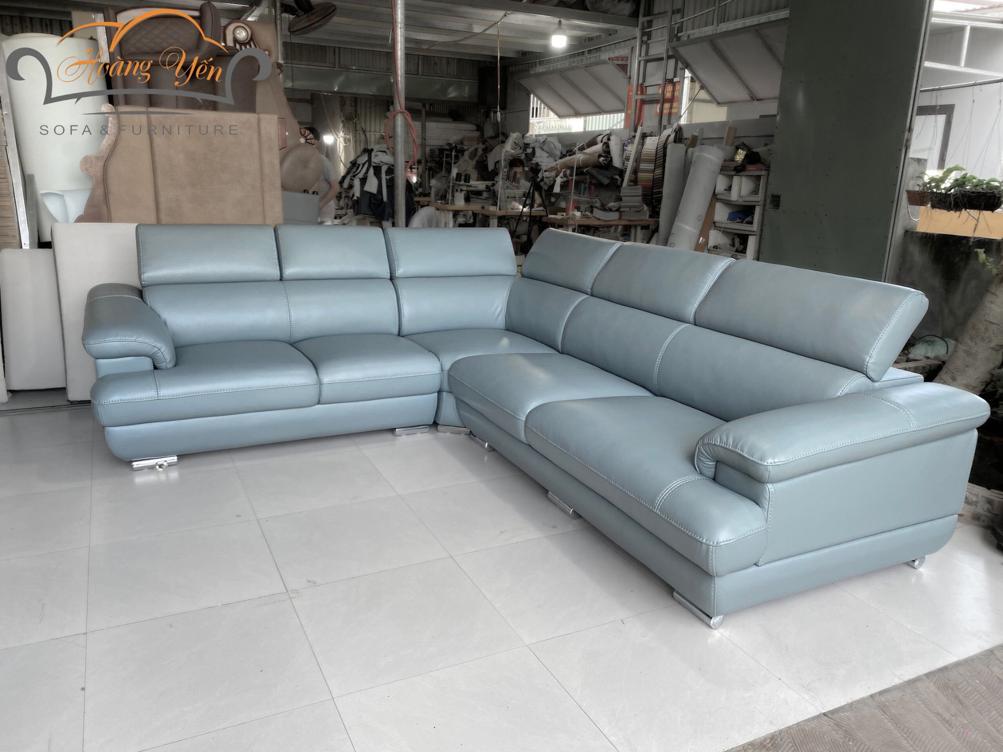 Sofa SHY339 kín tựa màu xanh