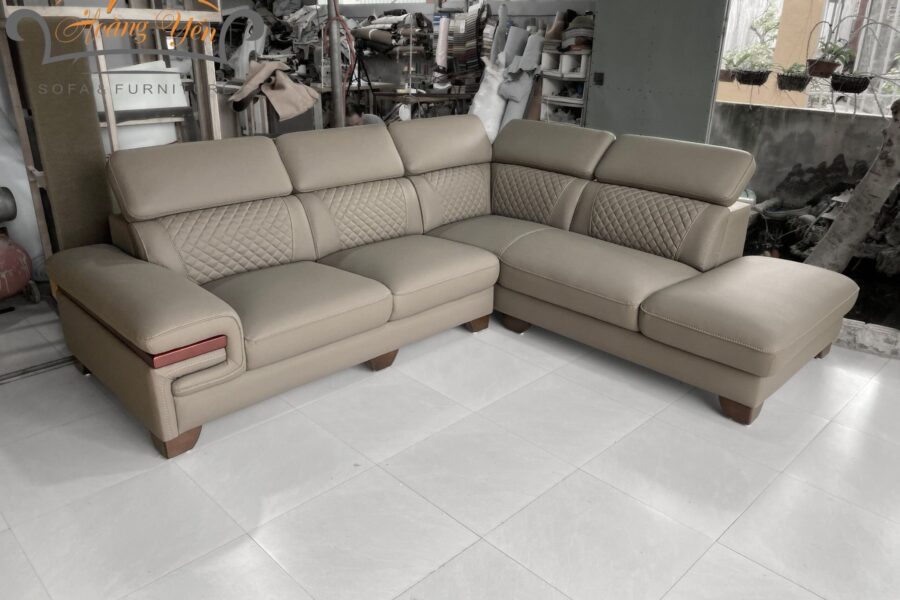 sofa da góc L SHY354 quây kín tựa