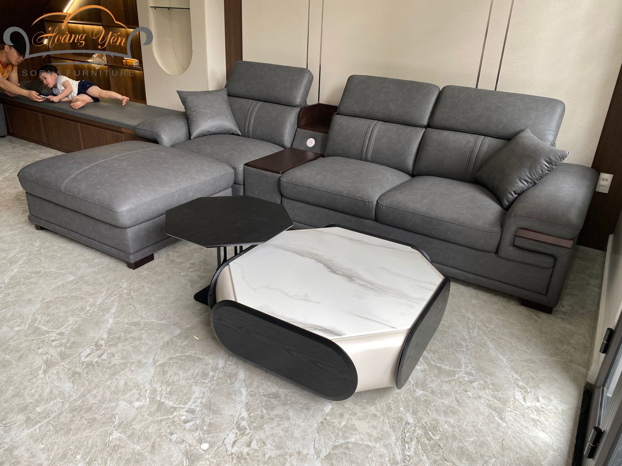 sofa da góc L SHY354