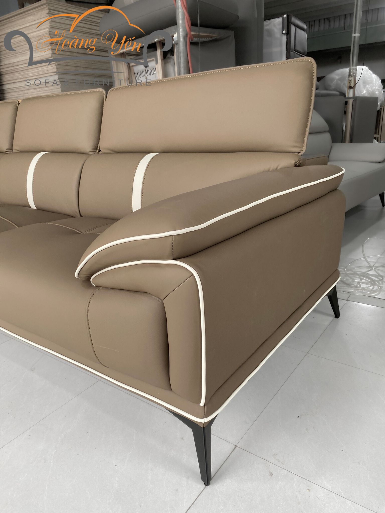 sofa văng da SHY405 nâu nhạt