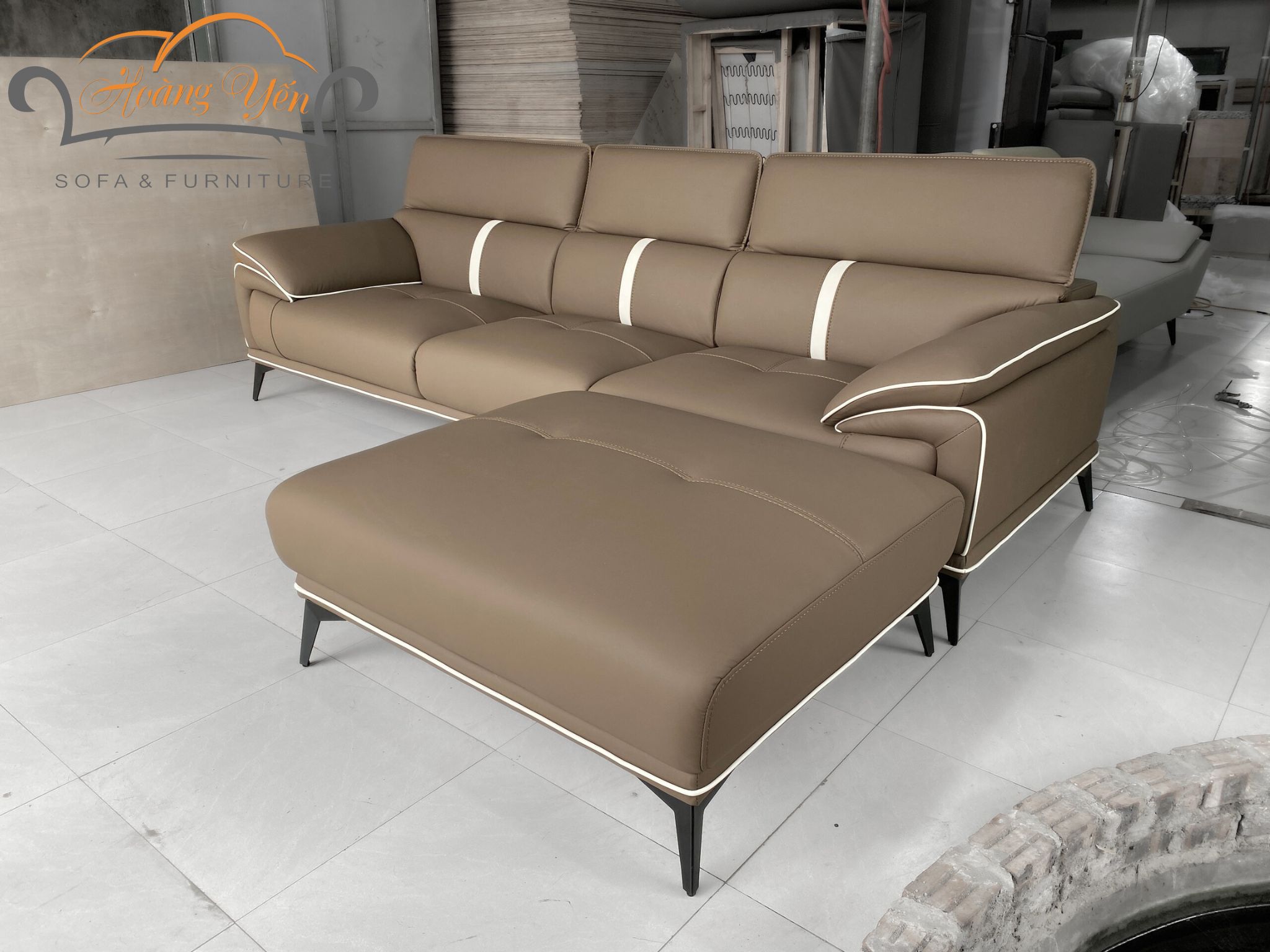 Sofa văng da SHY405 nâu nhạt