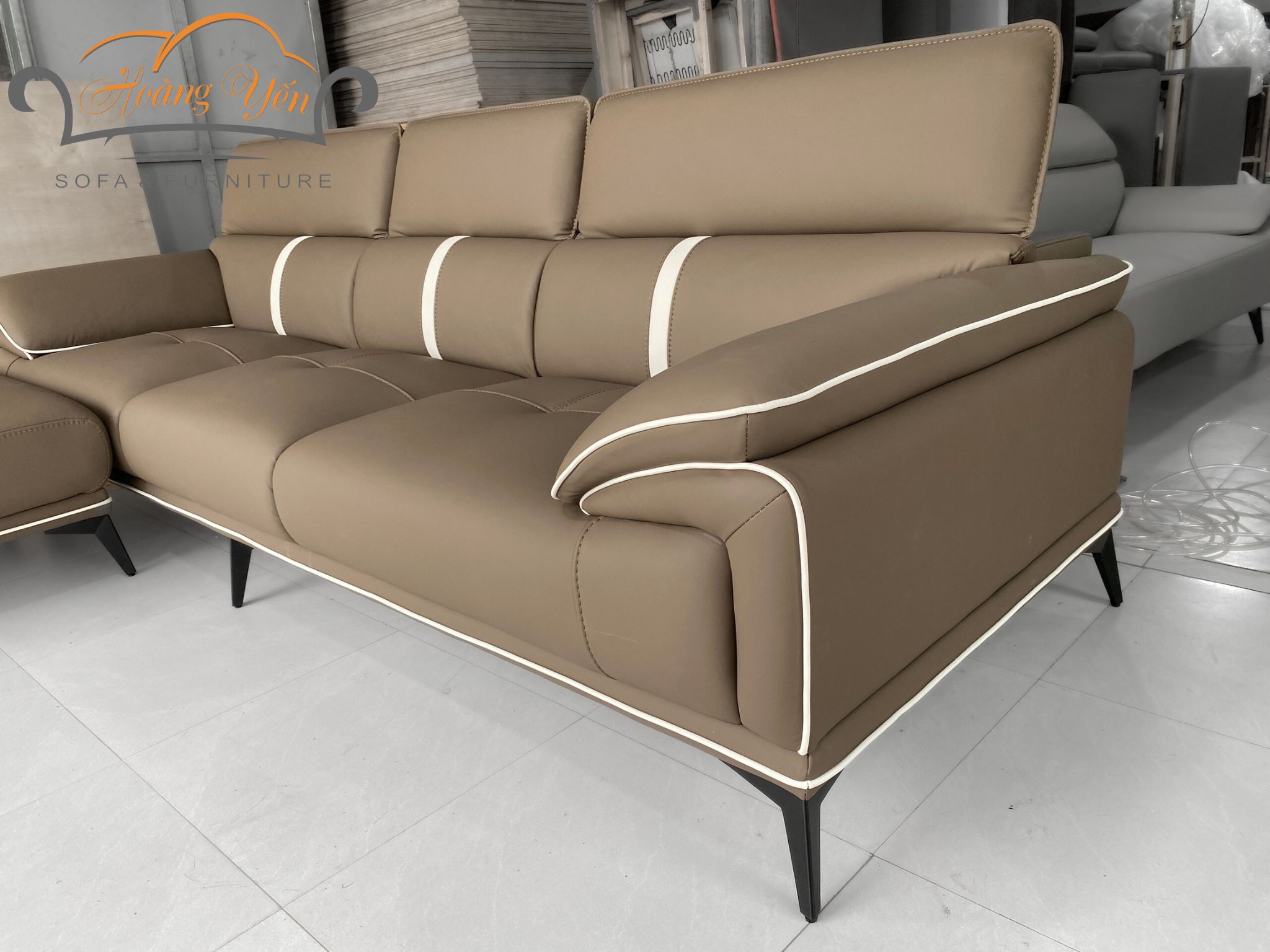 Sofa văng da SHY405 nâu nhạt