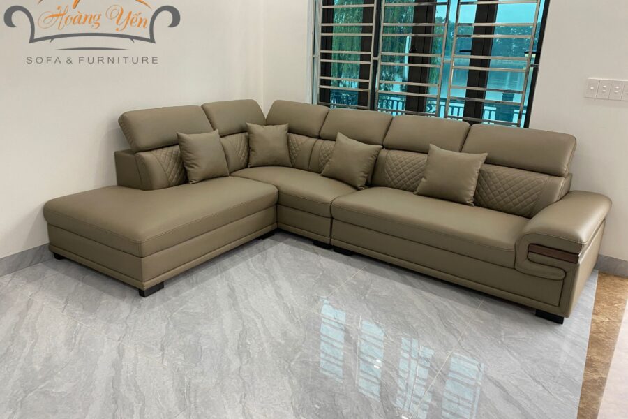sofa da góc L SHY354 quây kín tựa