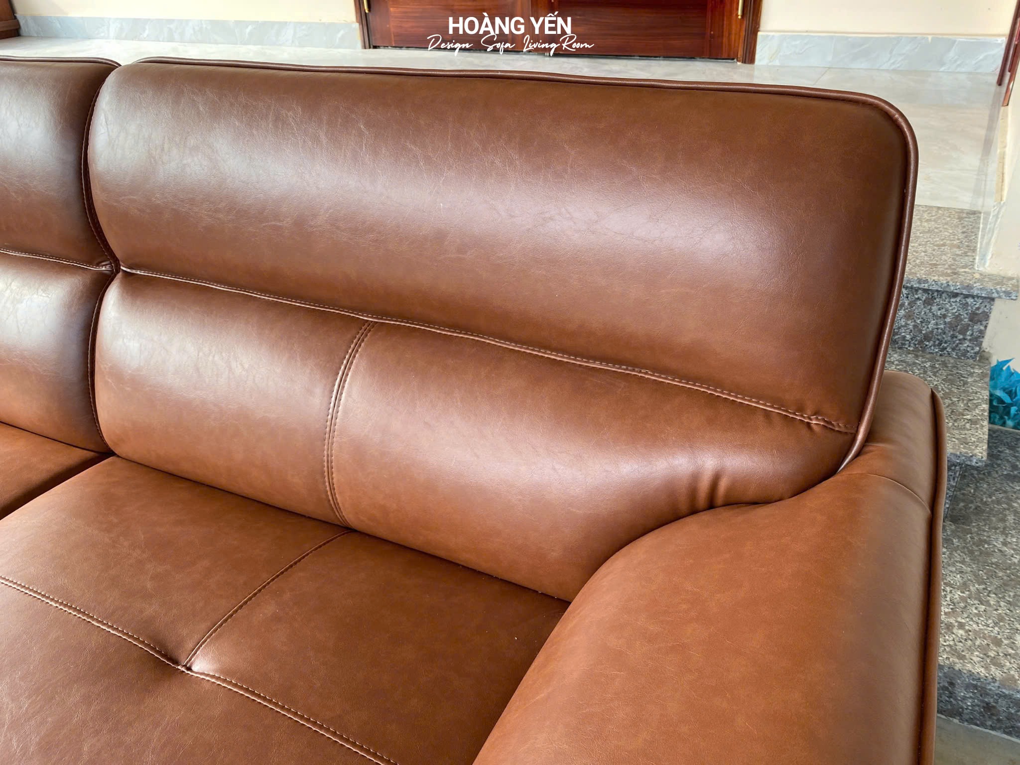 sofa da phòng khách SHY405 nâu