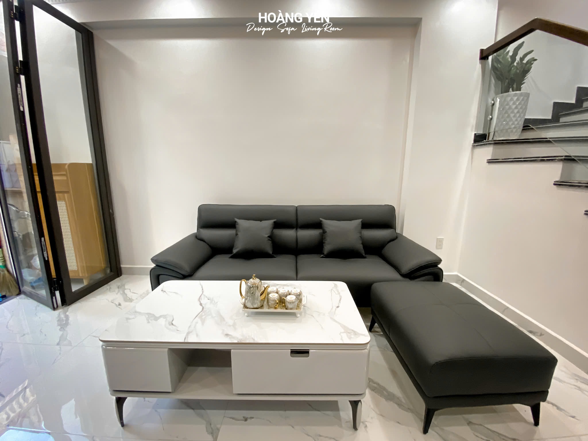 sofa văng da SHY405 ghi đậm