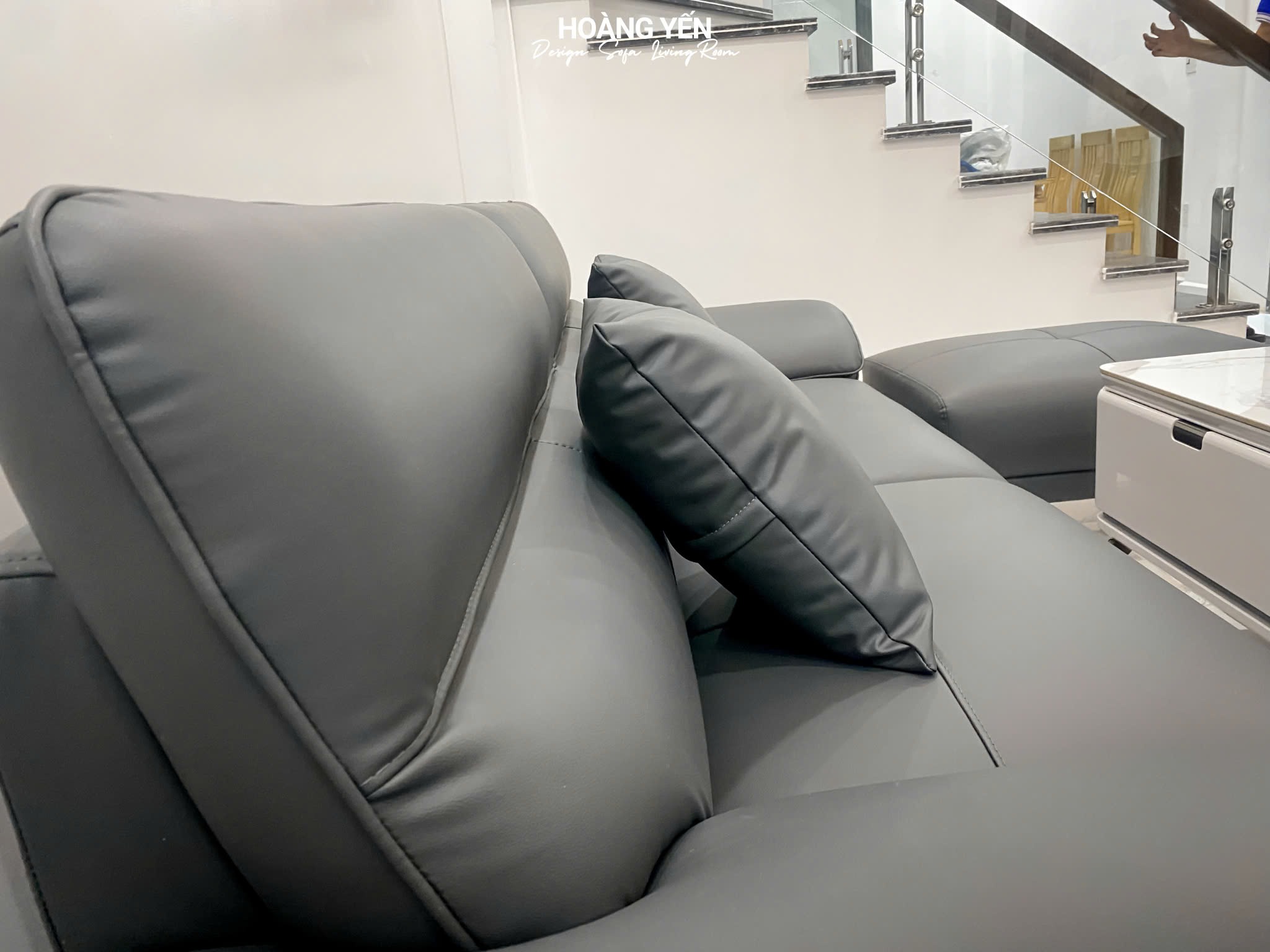 sofa văng da SHY405 ghi đậm