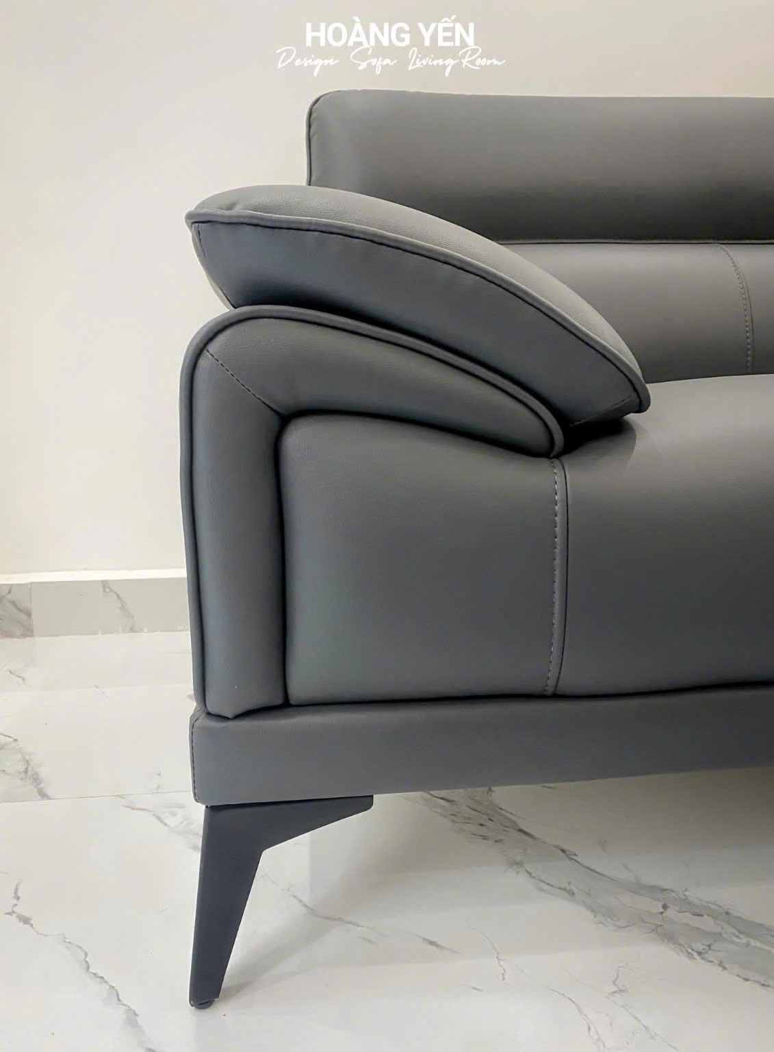 sofa văng da SHY405 ghi đậm