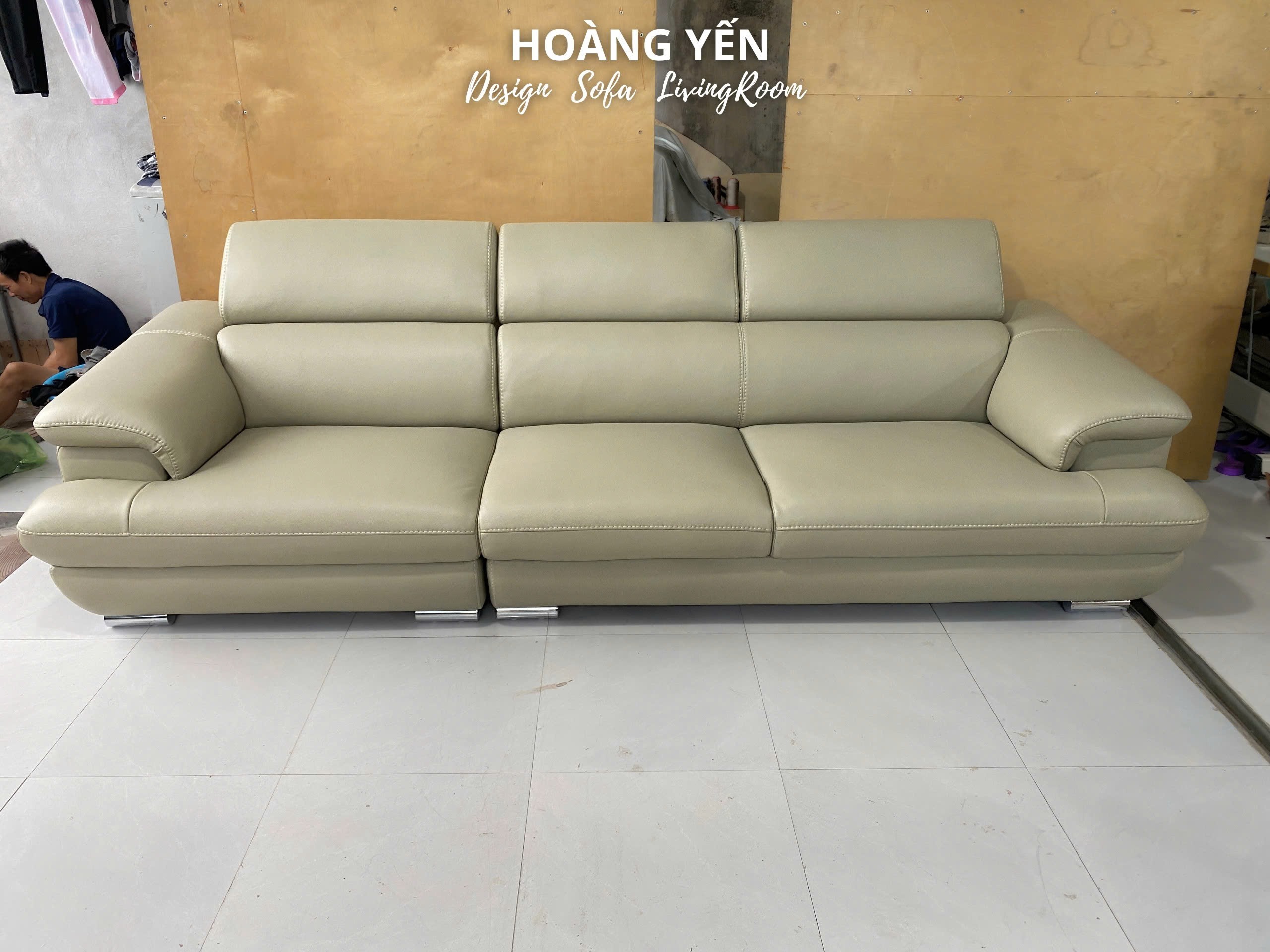 Sofa văng da SHY339 kem sáng