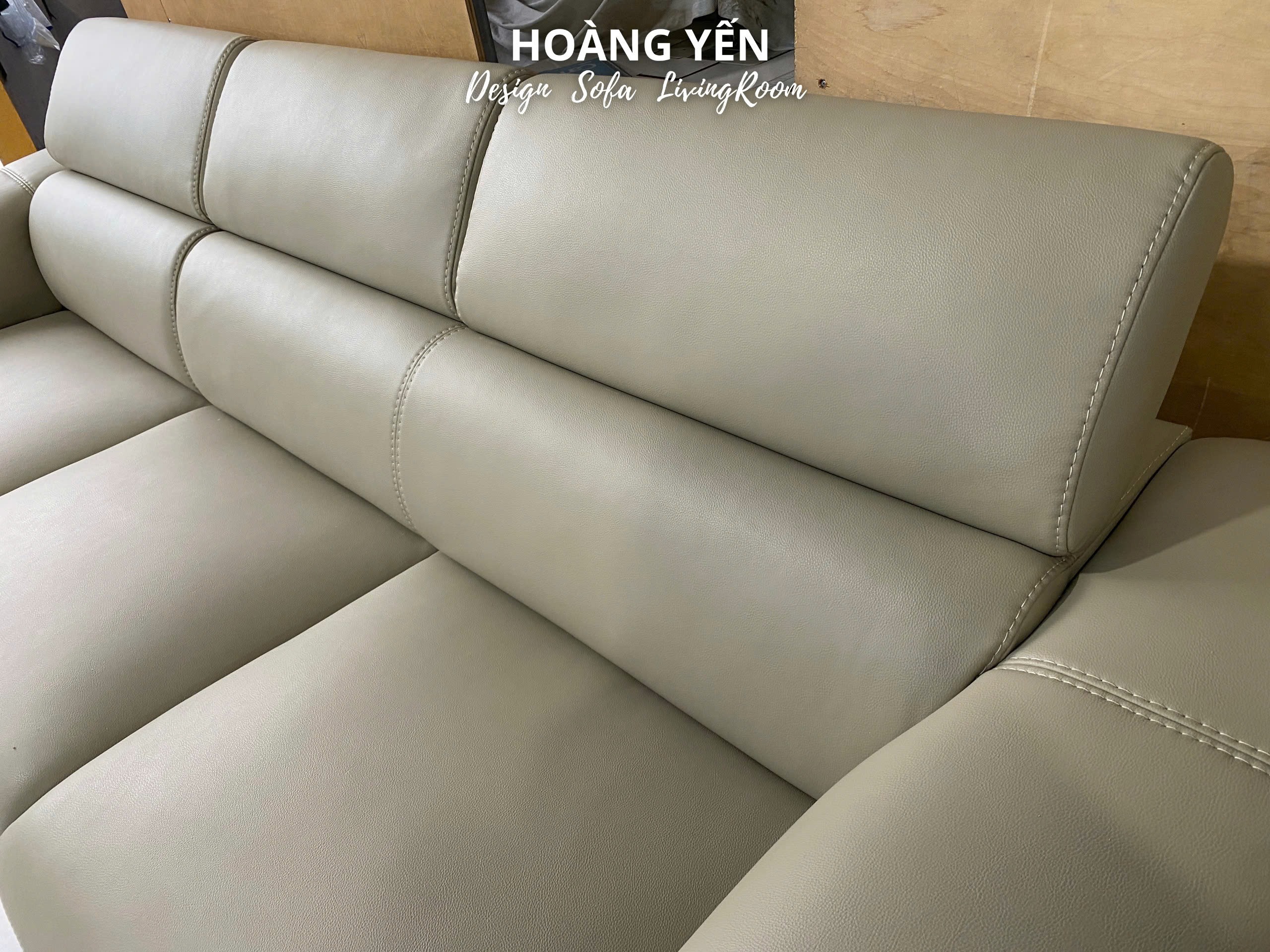 Sofa văng da SHY339 kem sáng