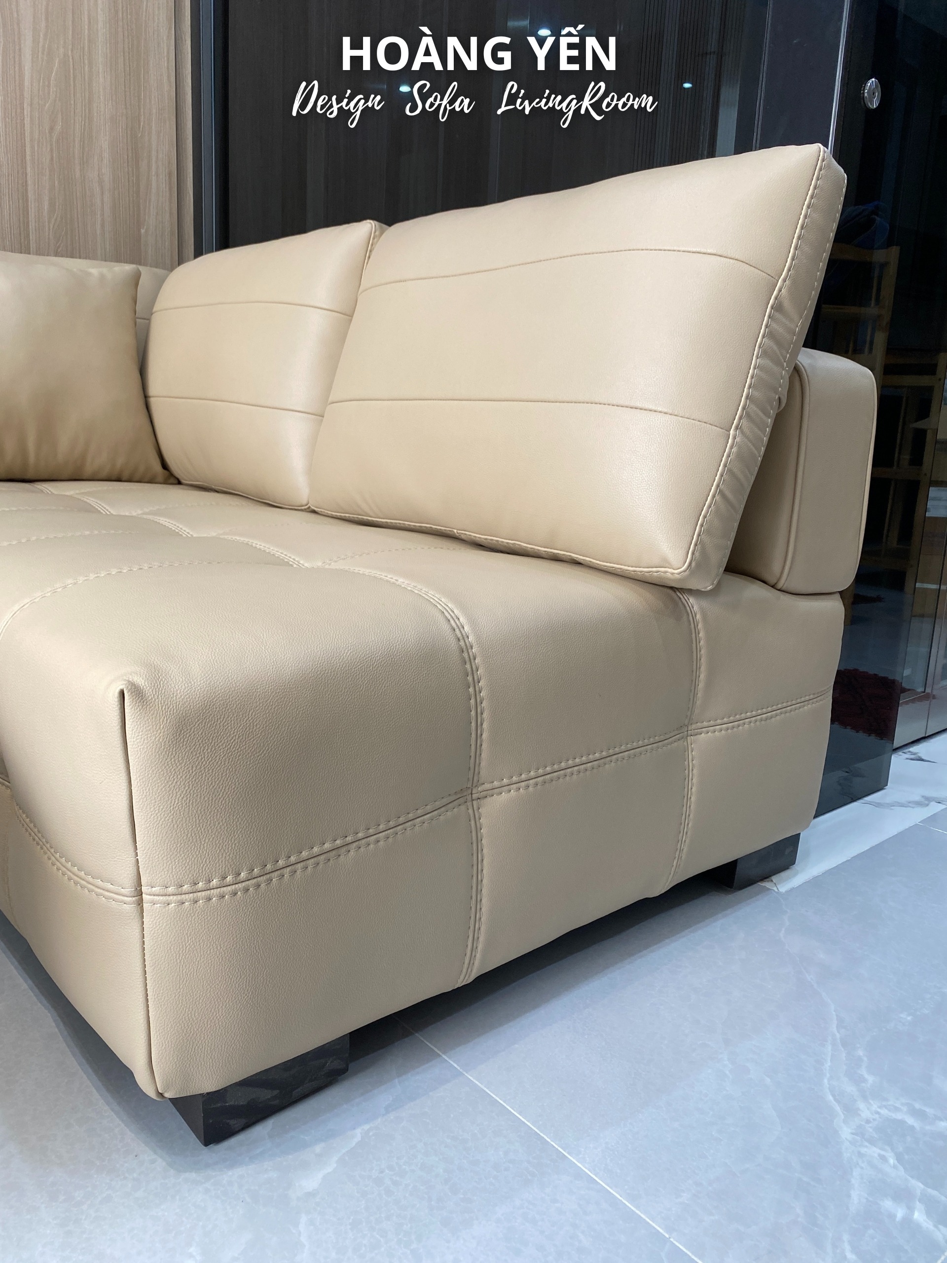 bàn giao sofa da góc L SHY450