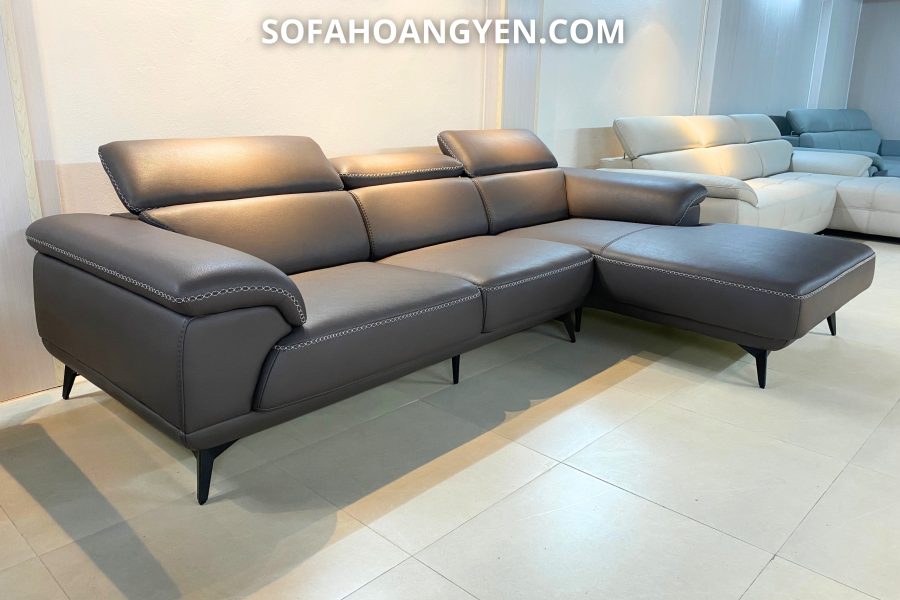 Sofa da góc L SHY372 chỉ hoạ tiết
