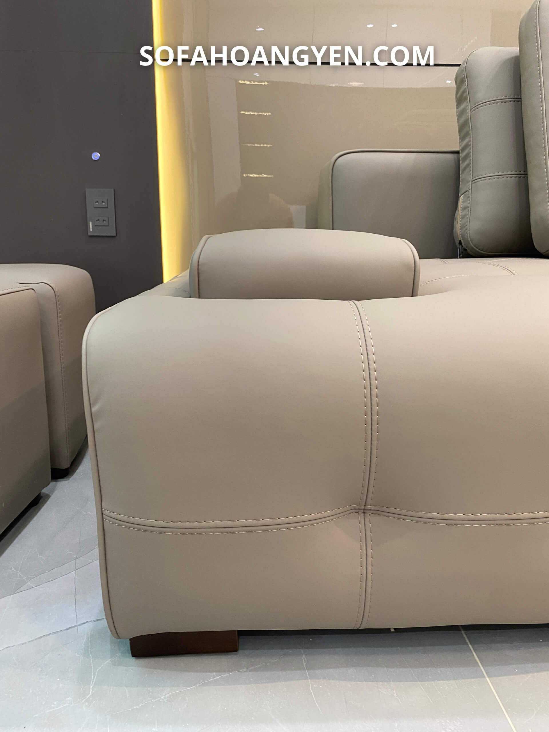 sofa văng da SHY425 ghi nâu
