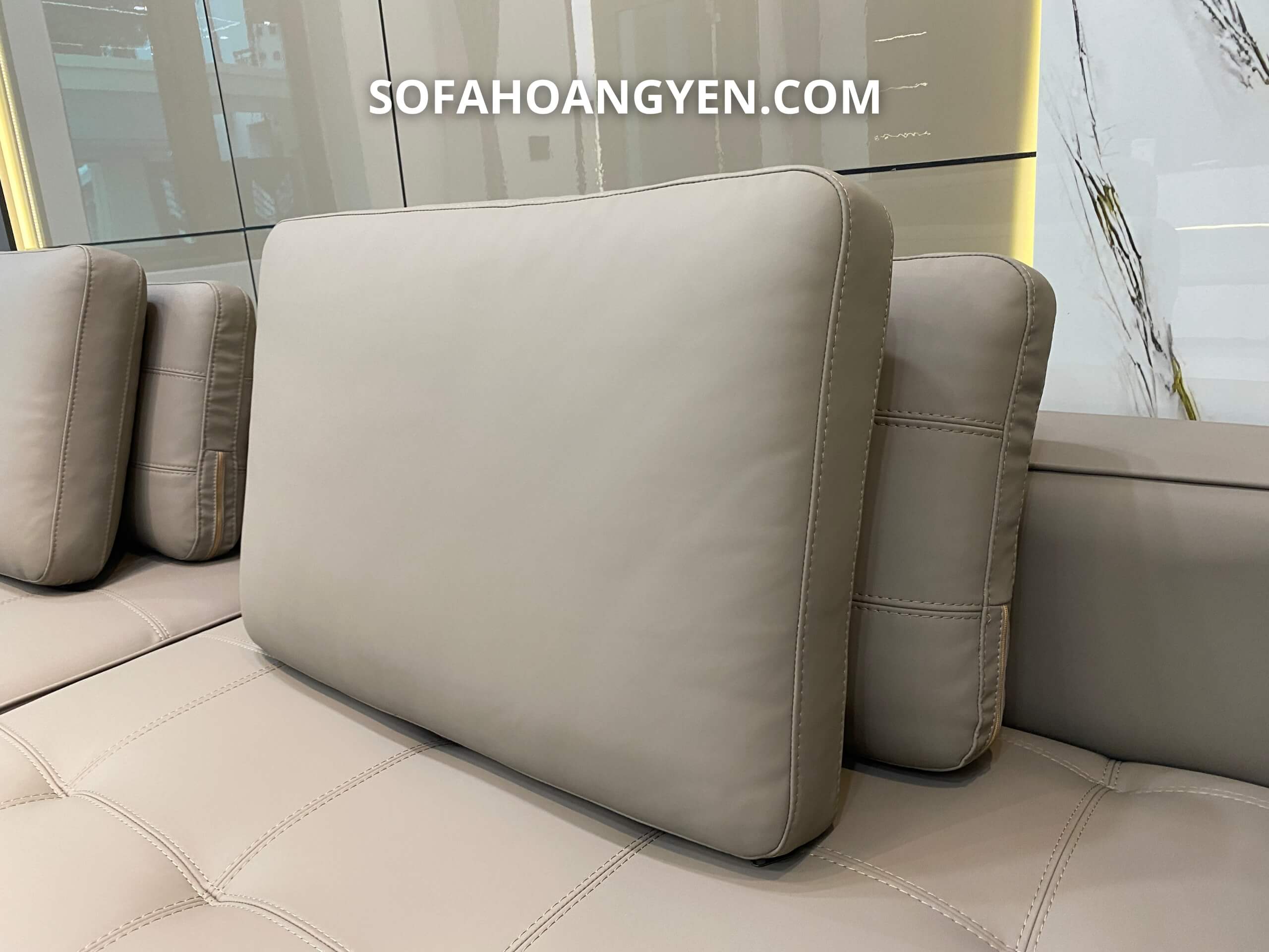 sofa văng da SHY425 ghi nâu