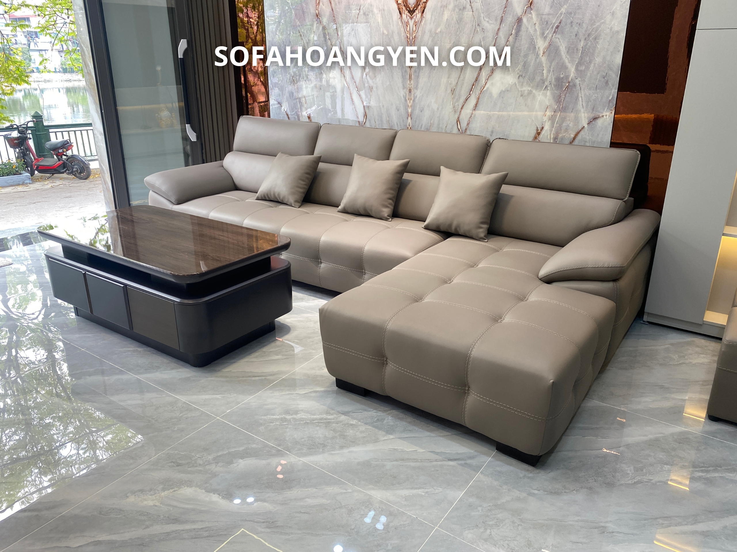 Bàn giao sofa da góc L SHY461