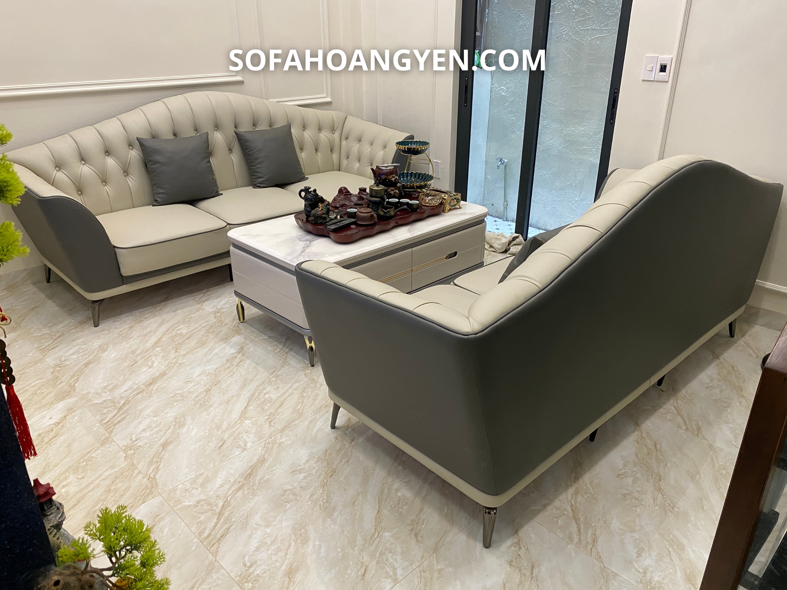 sofa da phòng khách SHY466