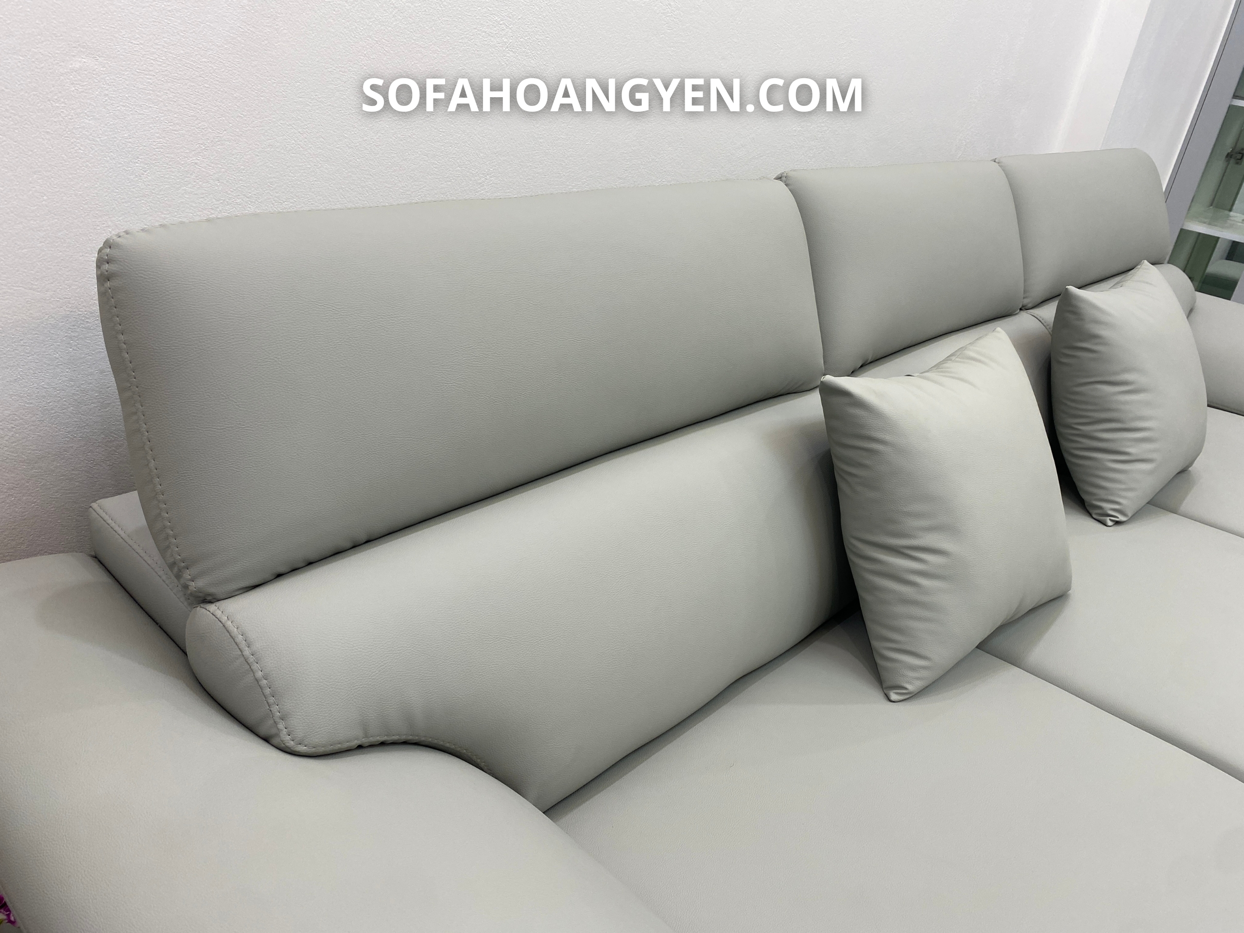 bàn giao sofa văng da SHY434 ghi sáng