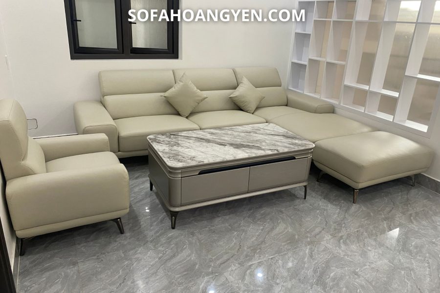 sofa da góc L phòng khách SHY460