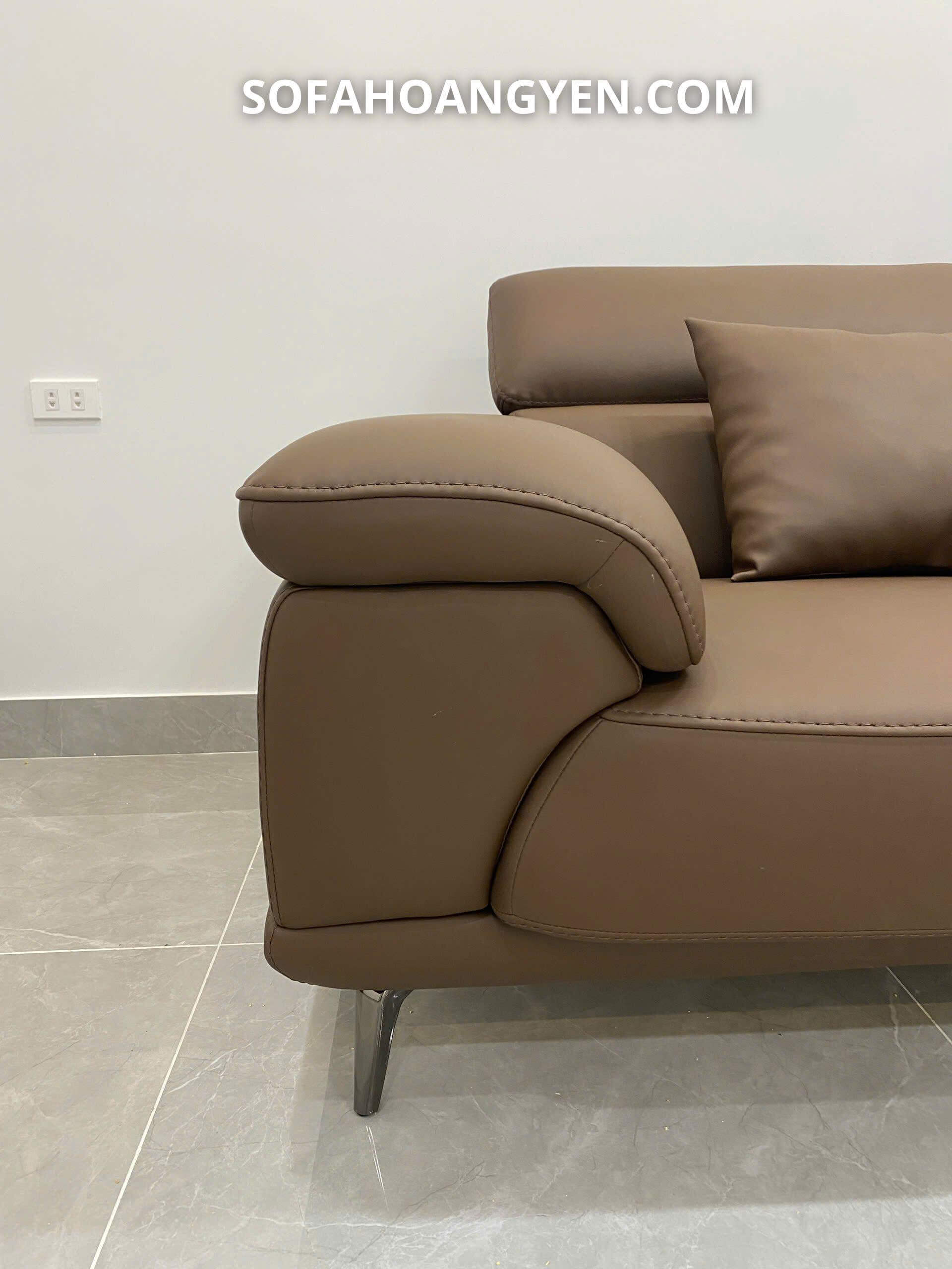 Sofa da góc L SHY372 nâu đậm
