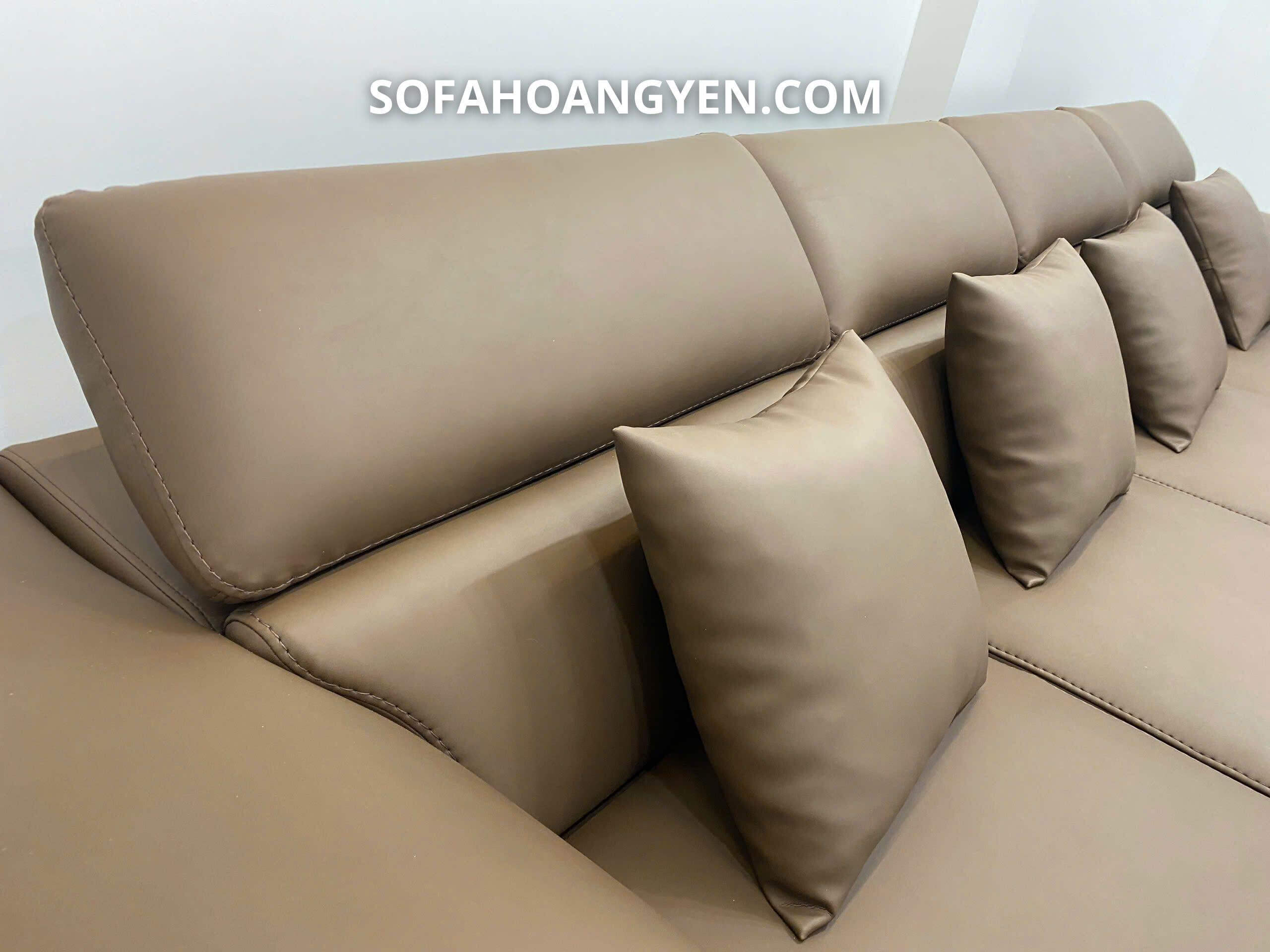 Sofa da góc L SHY372 nâu đậm