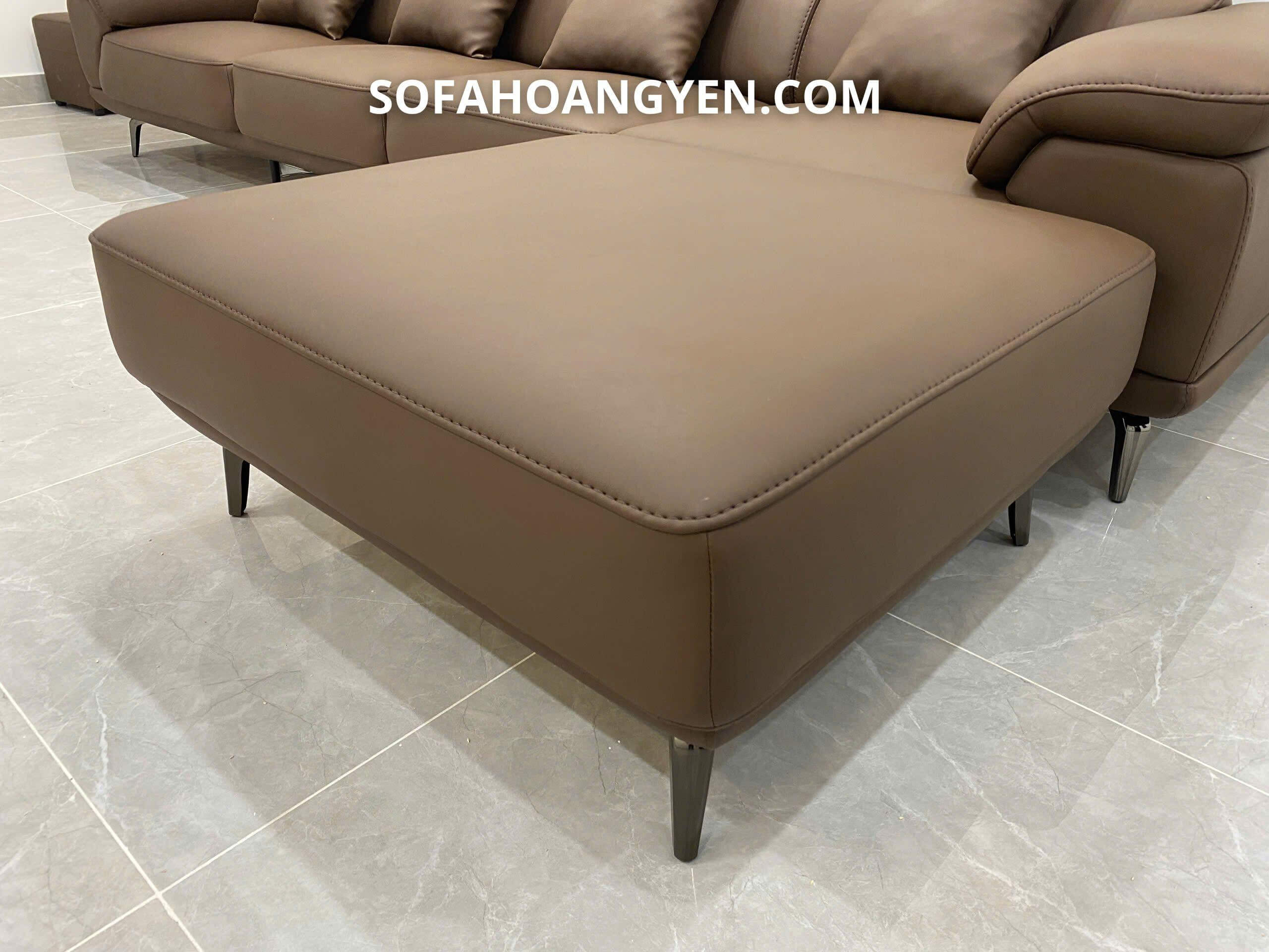 Sofa da góc L SHY372 nâu đậm